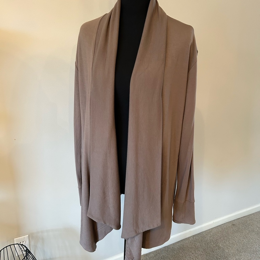 Athleta Brown Ribbed Knit Cardigan